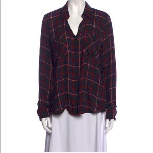 L’agence Plaid Button-Up Long-Sleeved Blouse | Small